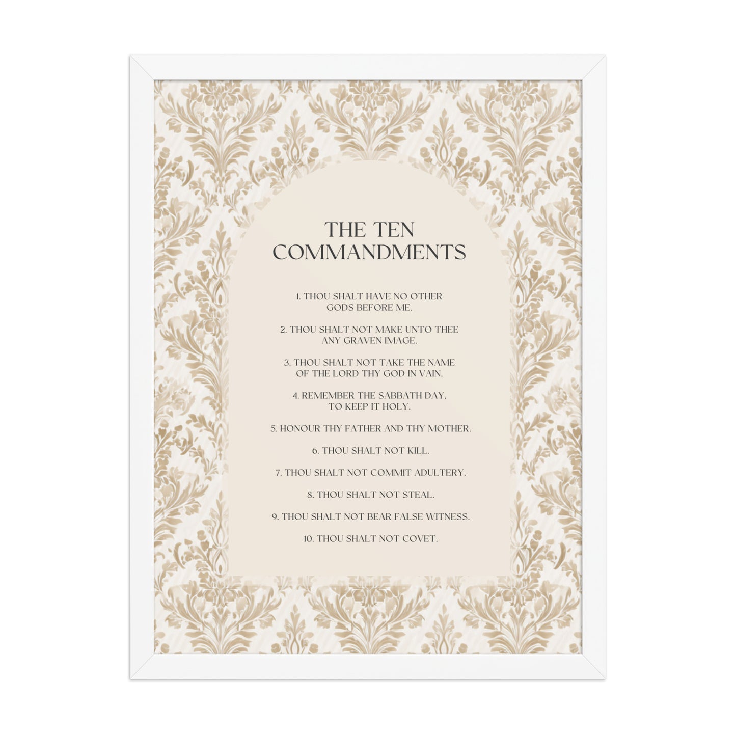 The Ten Commandments: Arch Design Print with Roman Numerals or List    Unframed Matte Paper / 8″×10″ / List-Unframed Matte Paper / 8″×10″ / Roman Numerals-Unframed Matte Paper / 11″×14″ / List-Unframed Matte Paper / 11″×14″ / Roman Numerals-Unframed Matte Paper / 12″×16″ / List 