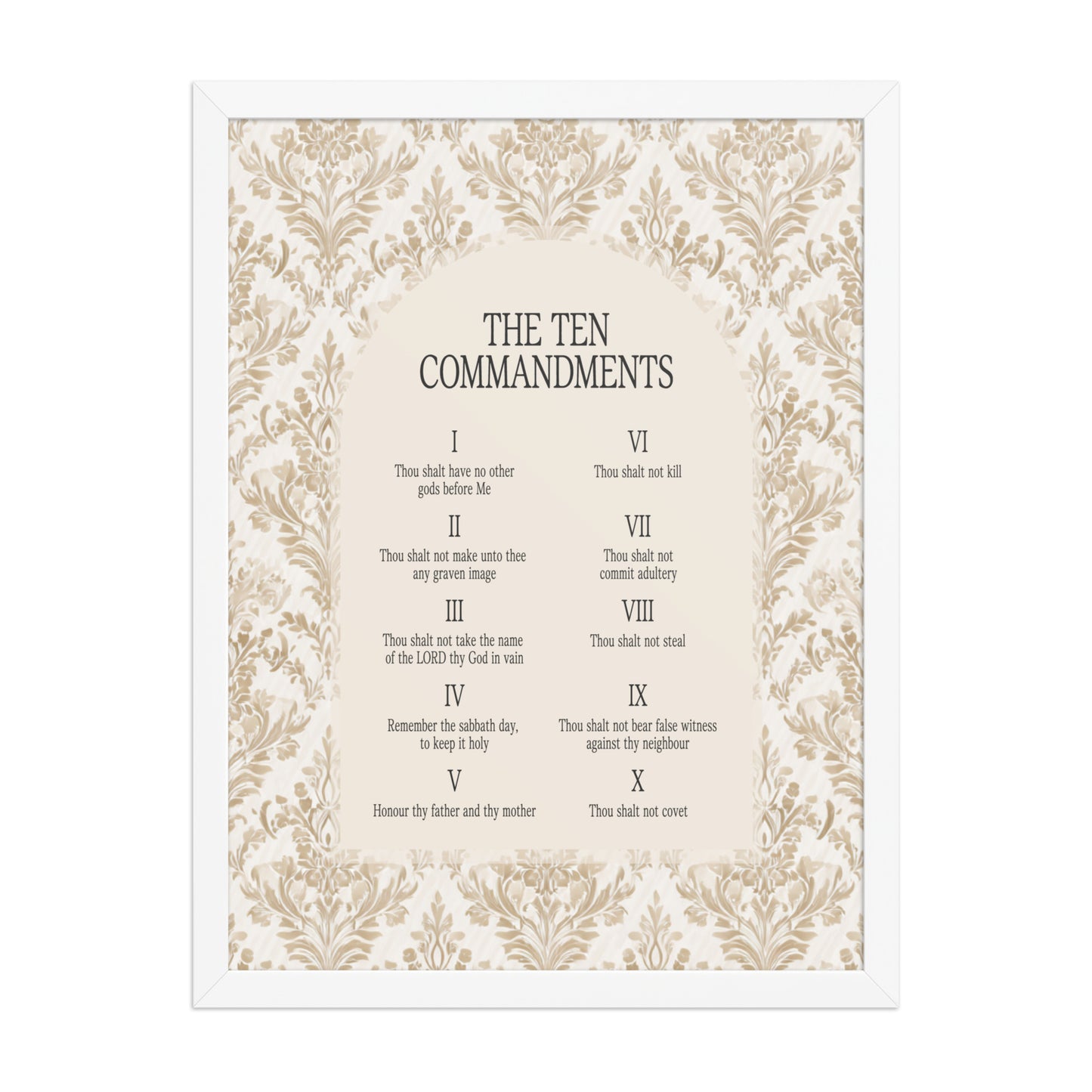 The Ten Commandments: Arch Design Print with Roman Numerals or List