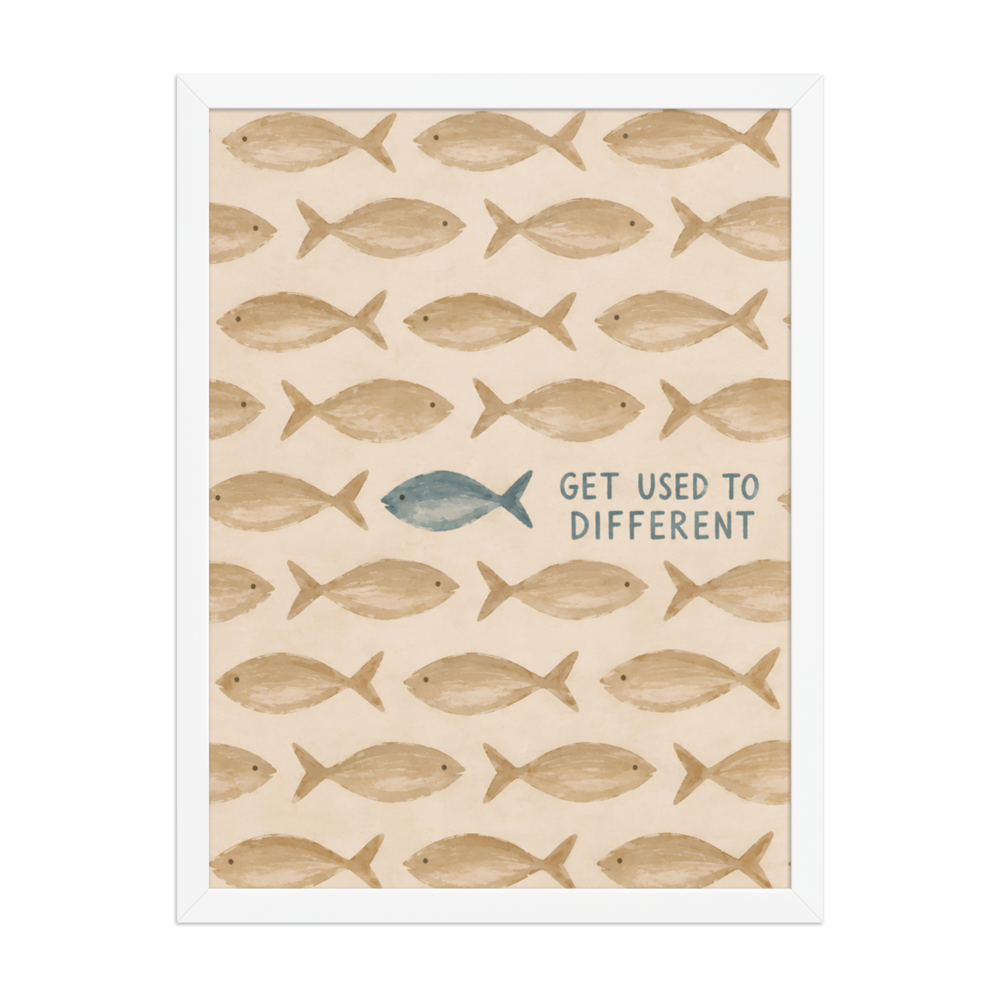 Get Used To Different Christian wall art — Matte White Frame / 18″×24″ portrait mockup
