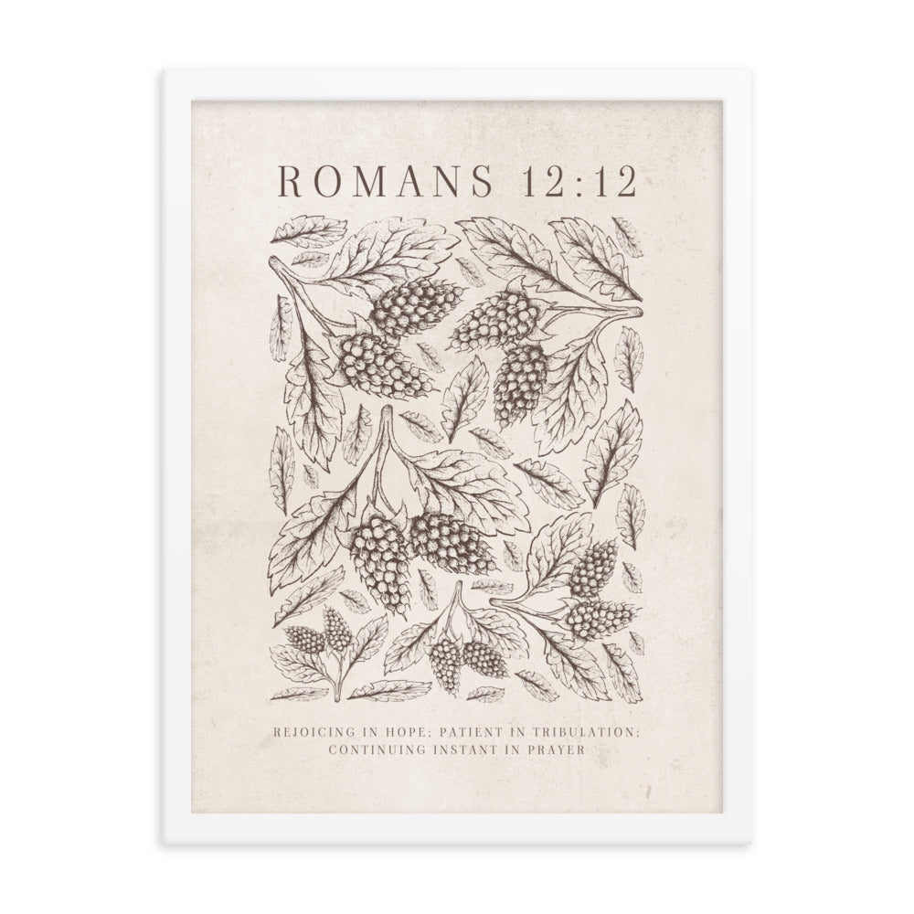 Romans 12:12 Floral On Beige  