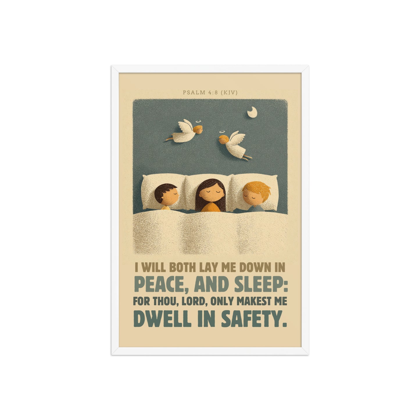 Psalm 4:8 Nursery Wall Art    Unframed Matte Paper / 8″×10″-Unframed Matte Paper / 11″×14″-Unframed Matte Paper / 12″×16″-Unframed Matte Paper / 12″×18″-Unframed Matte Paper / 16″×20″ 