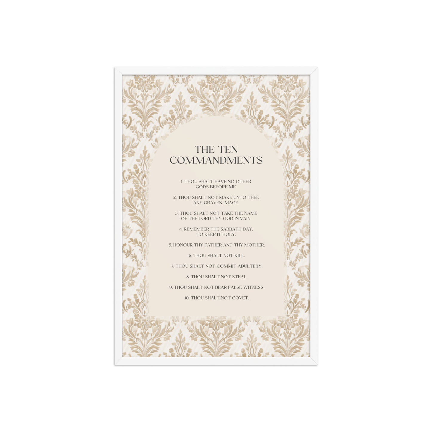 The Ten Commandments: Arch Design Print with Roman Numerals or List    Unframed Matte Paper / 8″×10″ / List-Unframed Matte Paper / 8″×10″ / Roman Numerals-Unframed Matte Paper / 11″×14″ / List-Unframed Matte Paper / 11″×14″ / Roman Numerals-Unframed Matte Paper / 12″×16″ / List 