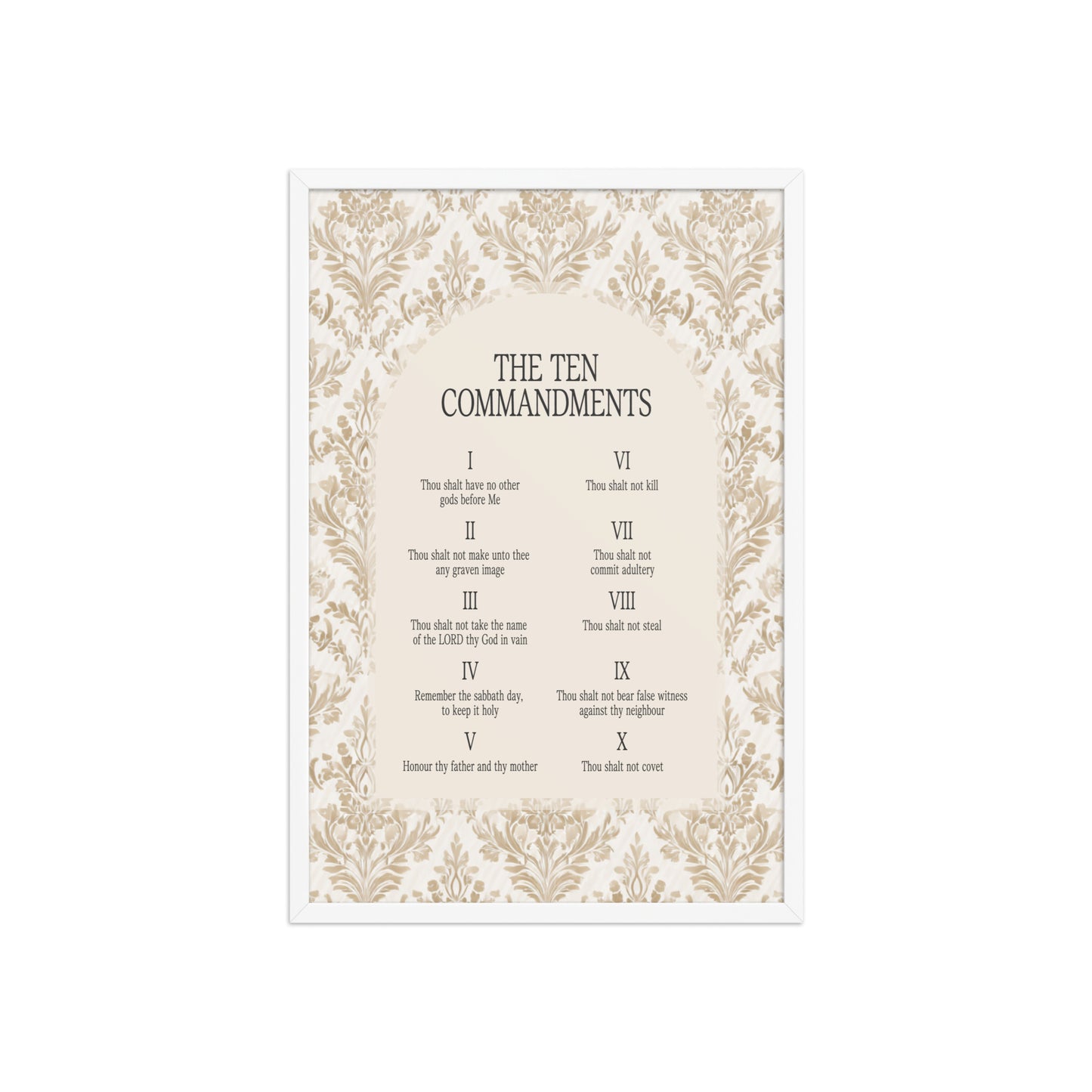 The Ten Commandments: Arch Design Print with Roman Numerals or List