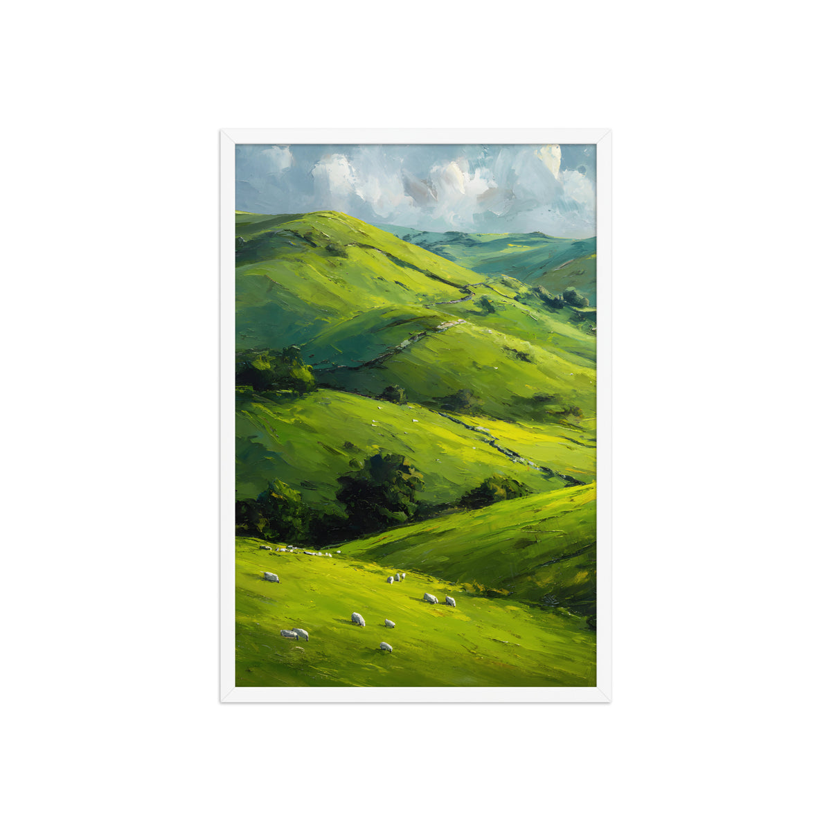 He Left the 99 Jesus and lamb Christian wall art in a framed poster studio mockup.