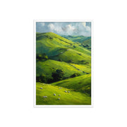 He Left the 99 Jesus and lamb Christian wall art in a framed poster studio mockup.