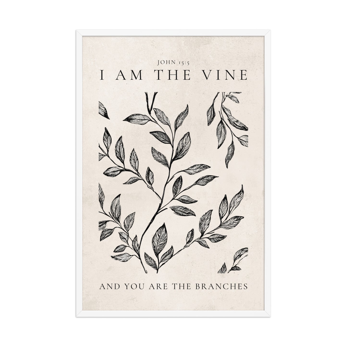 John 15:5 Vintage Floral On Beige Background