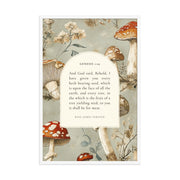 Genesis 1:29 Botanical Mushrooms Background 24x36