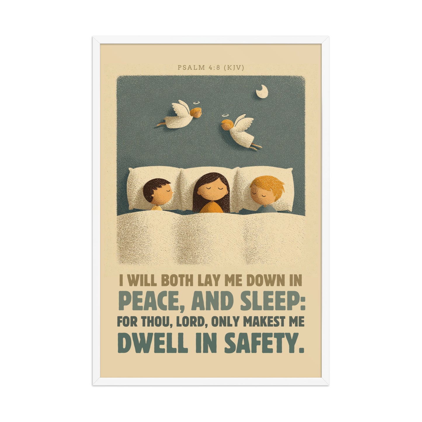 Psalm 4:8 Nursery Wall Art    Unframed Matte Paper / 8″×10″-Unframed Matte Paper / 11″×14″-Unframed Matte Paper / 12″×16″-Unframed Matte Paper / 12″×18″-Unframed Matte Paper / 16″×20″ 