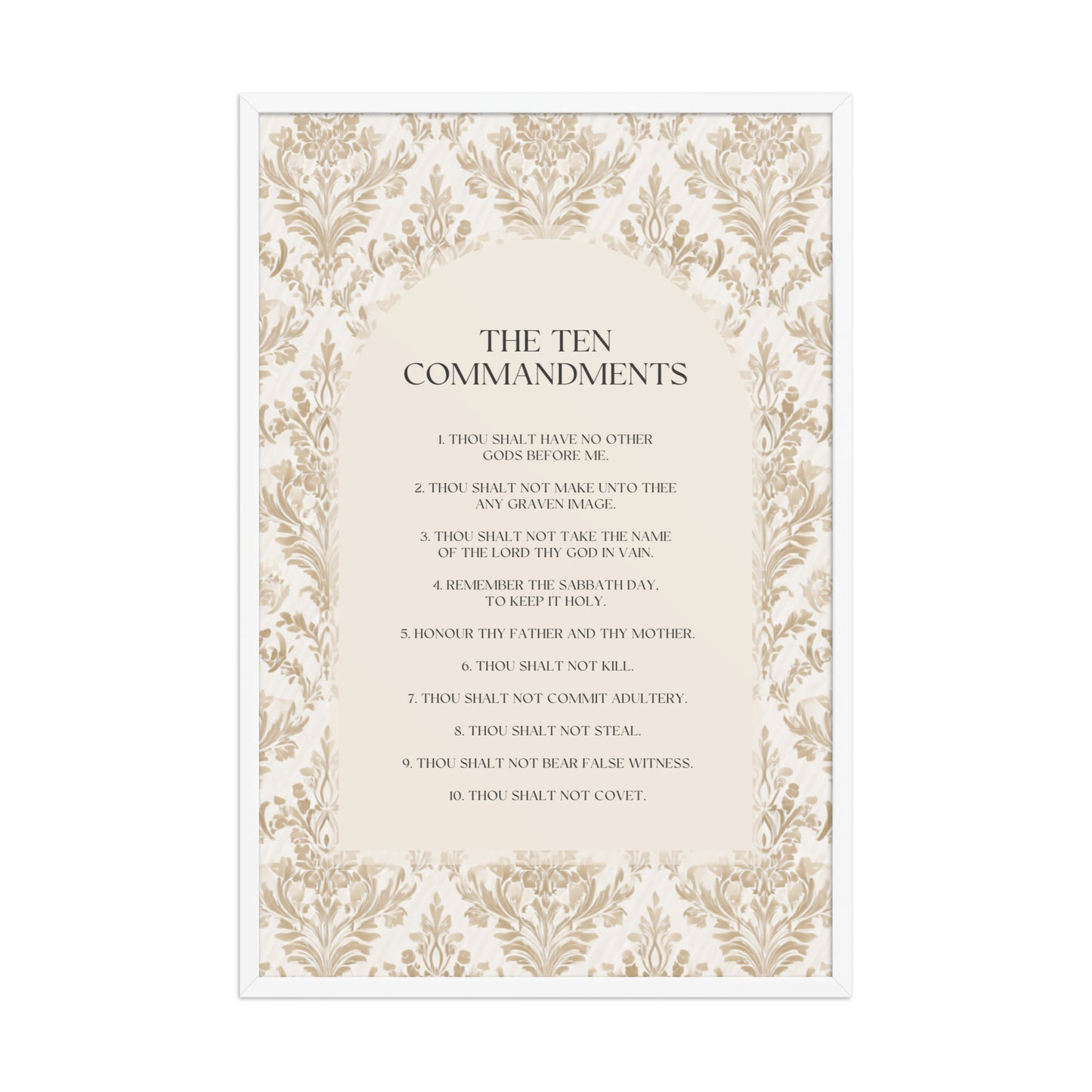 The Ten Commandments: Arch Design Print with Roman Numerals or List    Unframed Matte Paper / 8″×10″ / List-Unframed Matte Paper / 8″×10″ / Roman Numerals-Unframed Matte Paper / 11″×14″ / List-Unframed Matte Paper / 11″×14″ / Roman Numerals-Unframed Matte Paper / 12″×16″ / List 