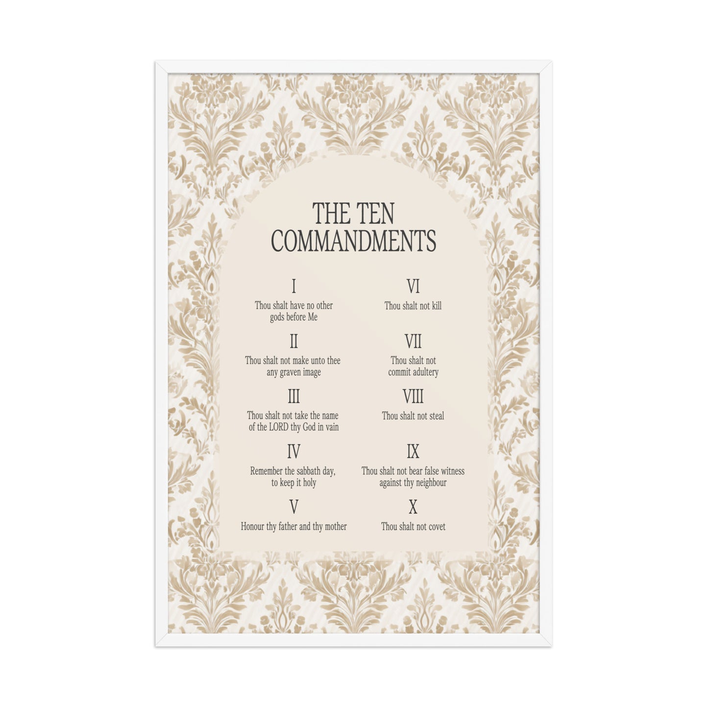 The Ten Commandments: Arch Design Print with Roman Numerals or List