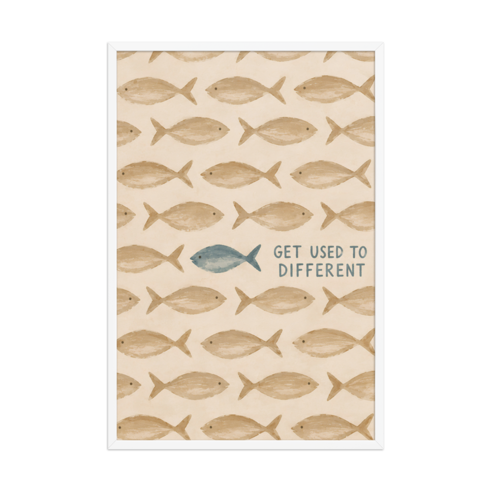 Get Used To Different Christian wall art — Matte White Frame / 24″×36″ portrait mockup