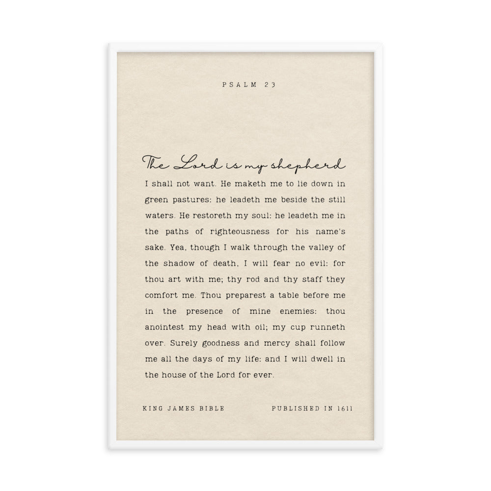Psalm 23 On Beige Background  
