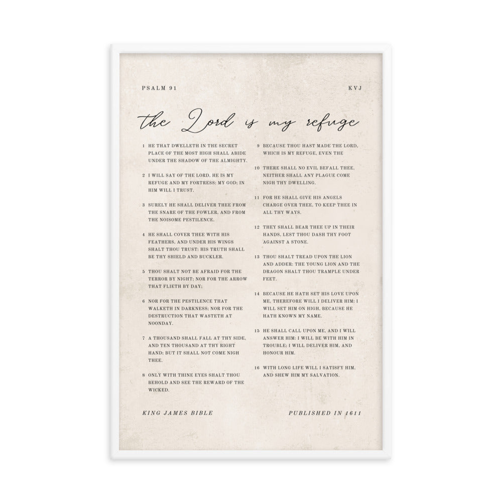 Psalm 91 KJV Whole Chapter On Beige 24x36