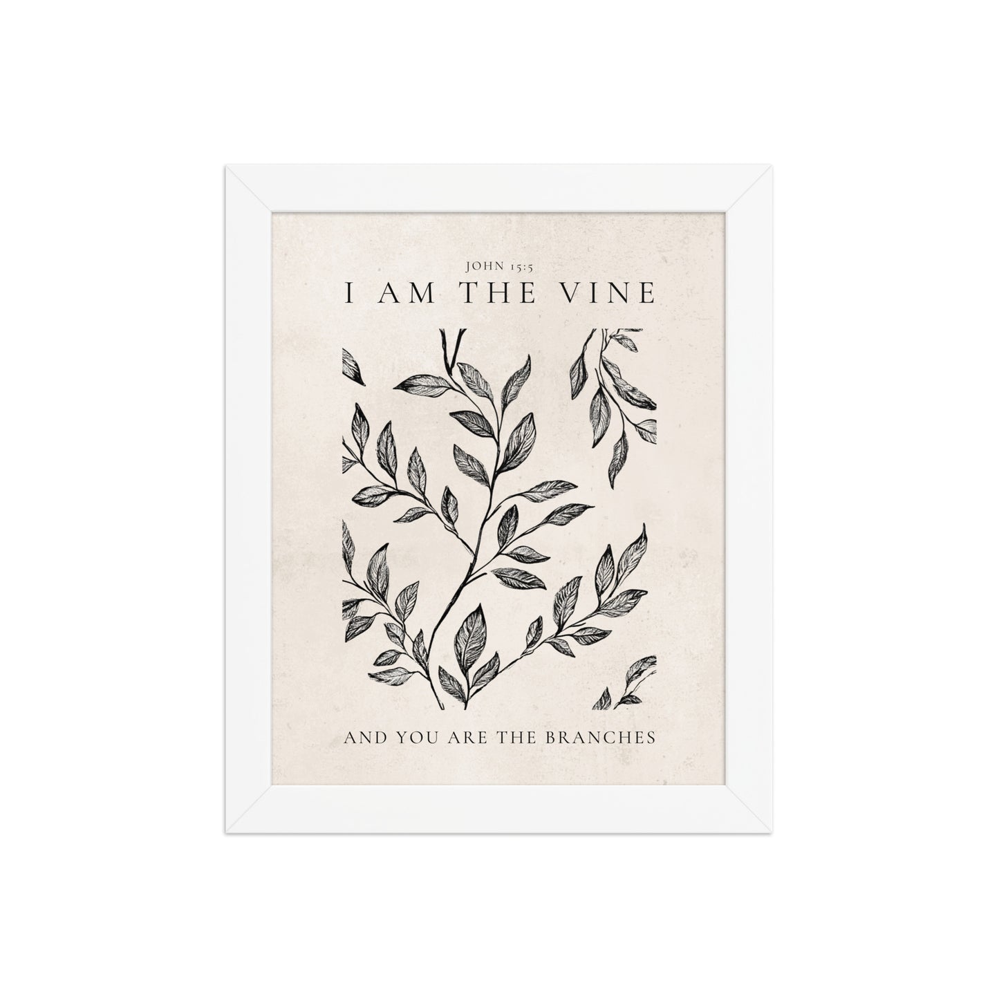 John 15:5 Vintage Floral On Beige Background  