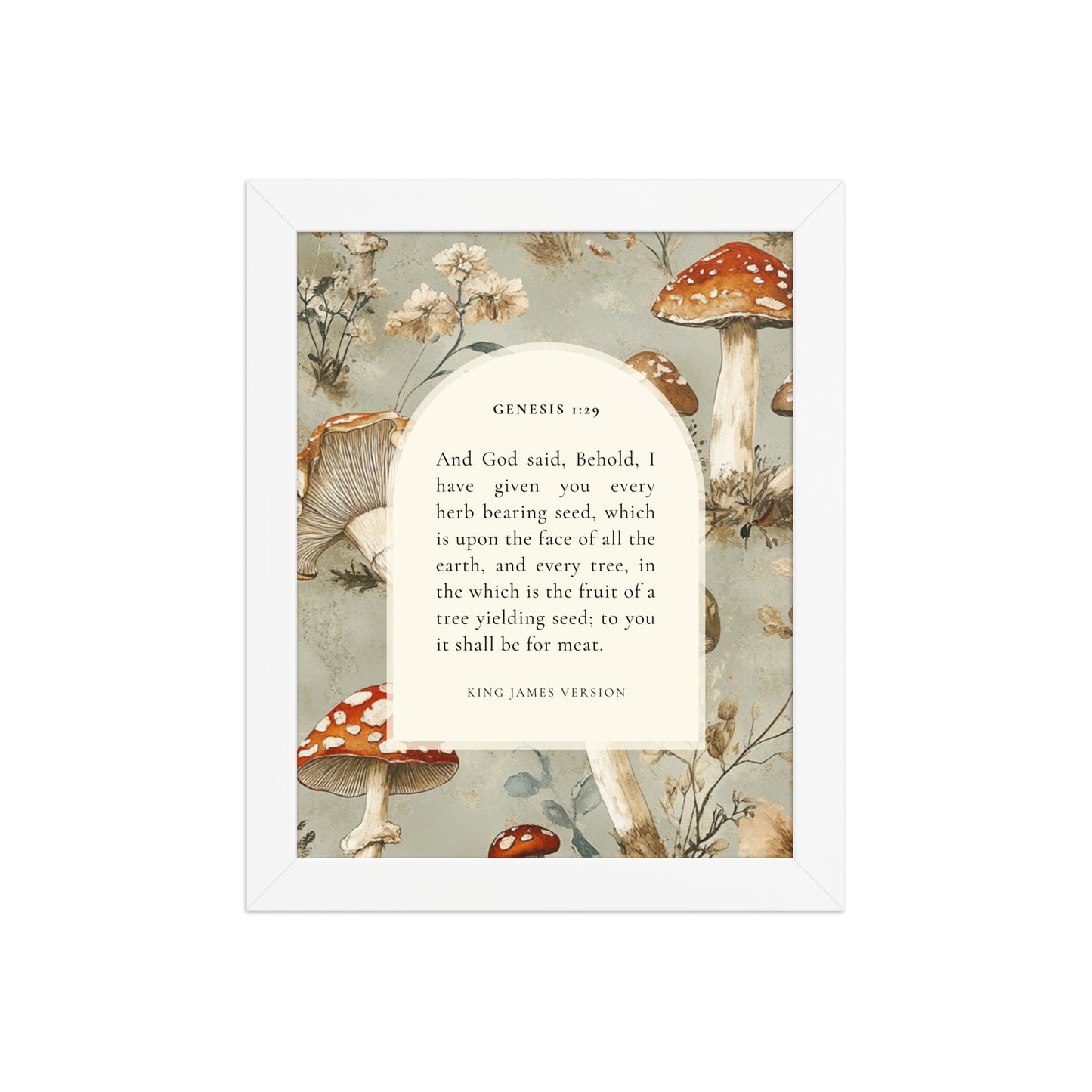Genesis 1:29 Botanical Mushrooms Background  