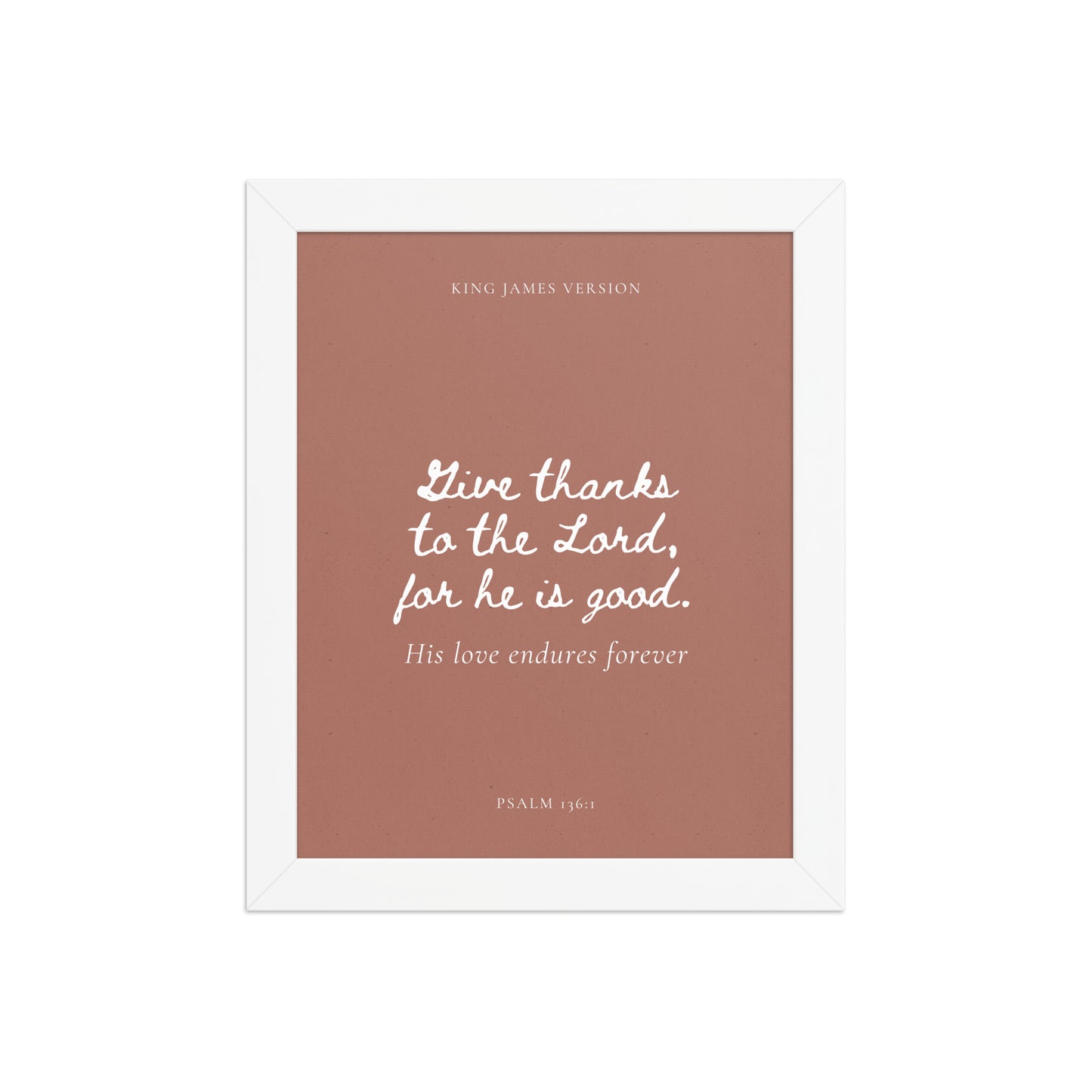 Psalm 136:1 Bible Verse on Red Background    Unframed Matte Paper / 5"x7"-Unframed Matte Paper / 8″×10″-Unframed Matte Paper / 10″×10″-Unframed Matte Paper / 11″×14″-Unframed Matte Paper / 12″×12″-Unframed Matte Paper / 12″×16″-Unframed Matte Paper / 12″×18″-Unframed Matte Paper / 14″×14″-Unframed Matte Paper / 16″×16″-Unframed Matte Paper / 16″×20″ 