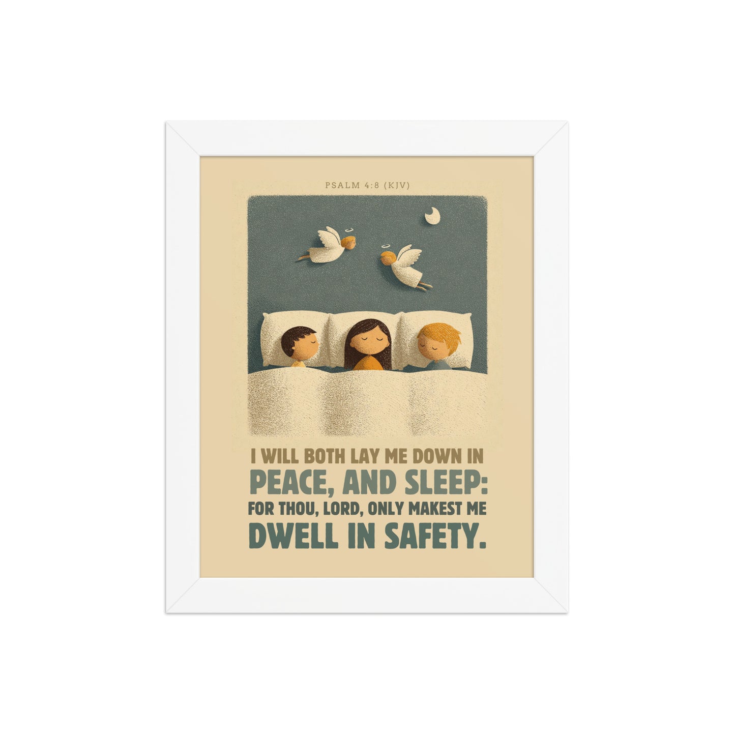 Psalm 4:8 Nursery Wall Art    Unframed Matte Paper / 8″×10″-Unframed Matte Paper / 11″×14″-Unframed Matte Paper / 12″×16″-Unframed Matte Paper / 12″×18″-Unframed Matte Paper / 16″×20″ 