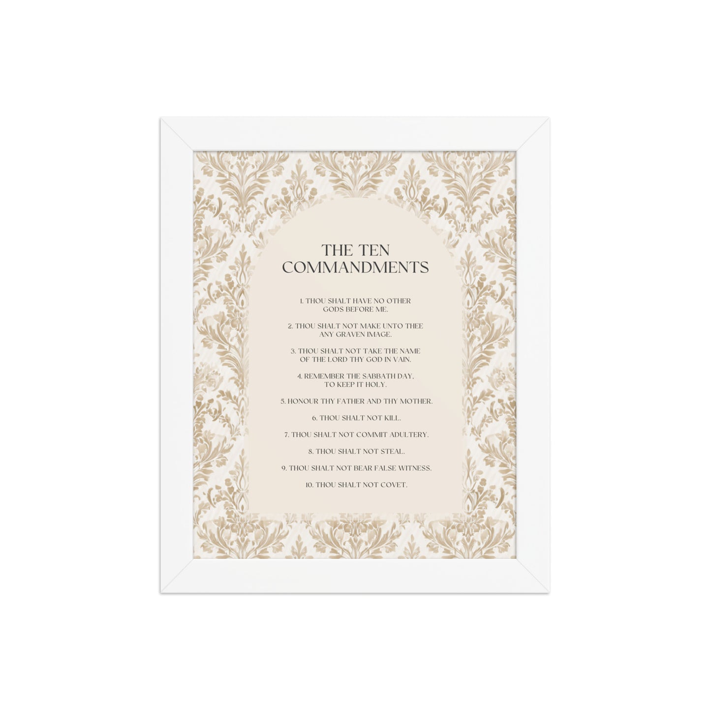 The Ten Commandments: Arch Design Print with Roman Numerals or List    Unframed Matte Paper / 8″×10″ / List-Unframed Matte Paper / 8″×10″ / Roman Numerals-Unframed Matte Paper / 11″×14″ / List-Unframed Matte Paper / 11″×14″ / Roman Numerals-Unframed Matte Paper / 12″×16″ / List 