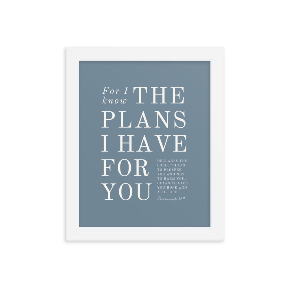 Jeremiah 29:11 Warm Blues Slate Gray 8x10