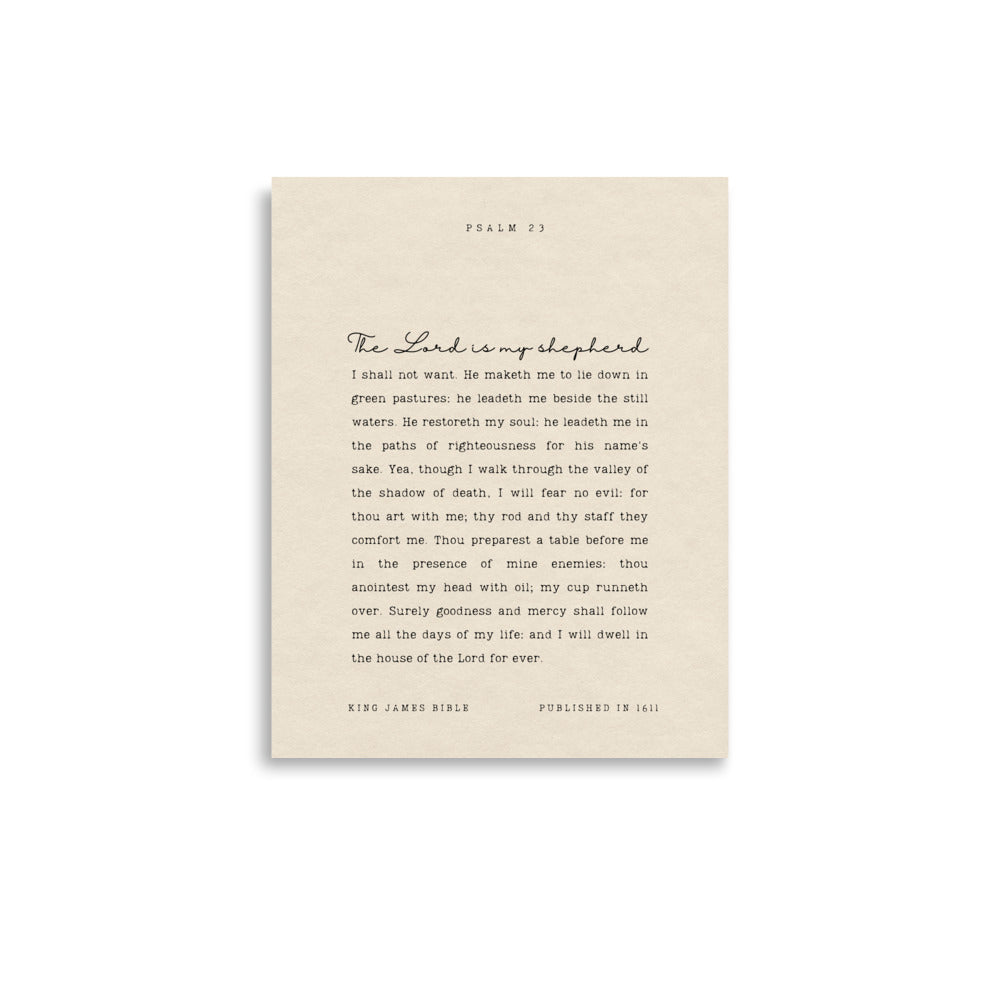 Psalm 23 On Beige Background  