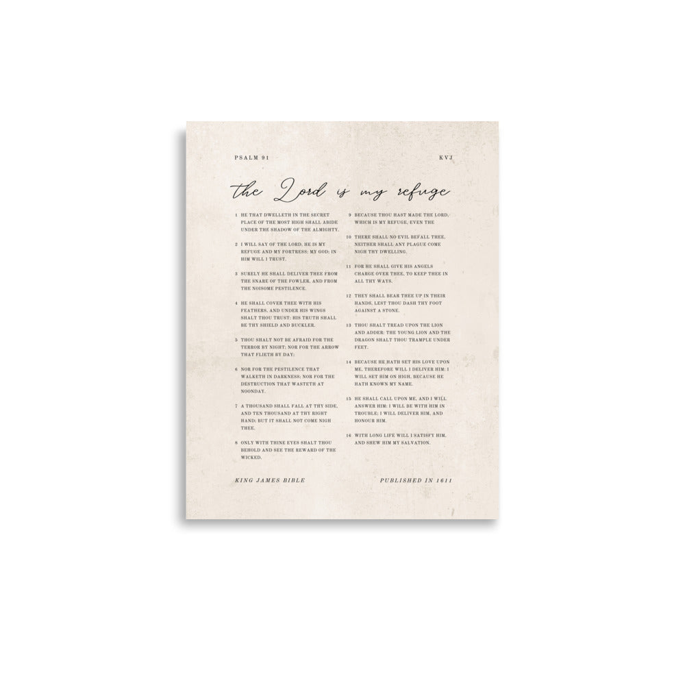 Psalm 91 KJV Entire Chapter On Beige  