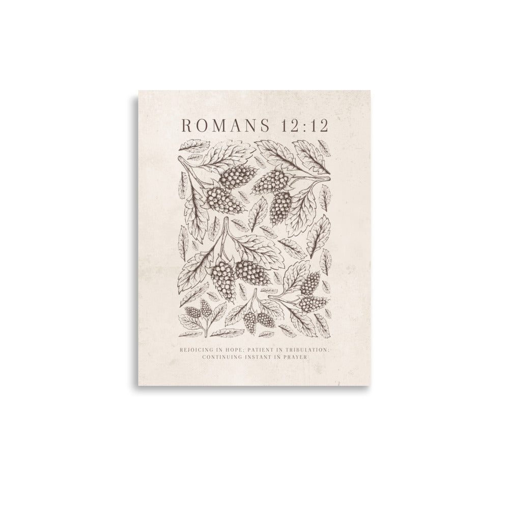 Romans 12:12 Floral On Beige  