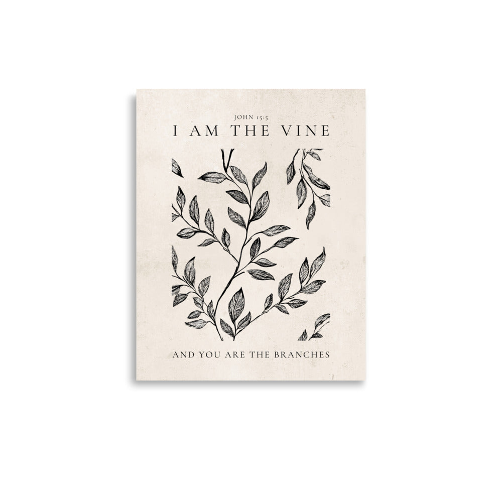 John 15:5 Vintage Floral On Beige Background  