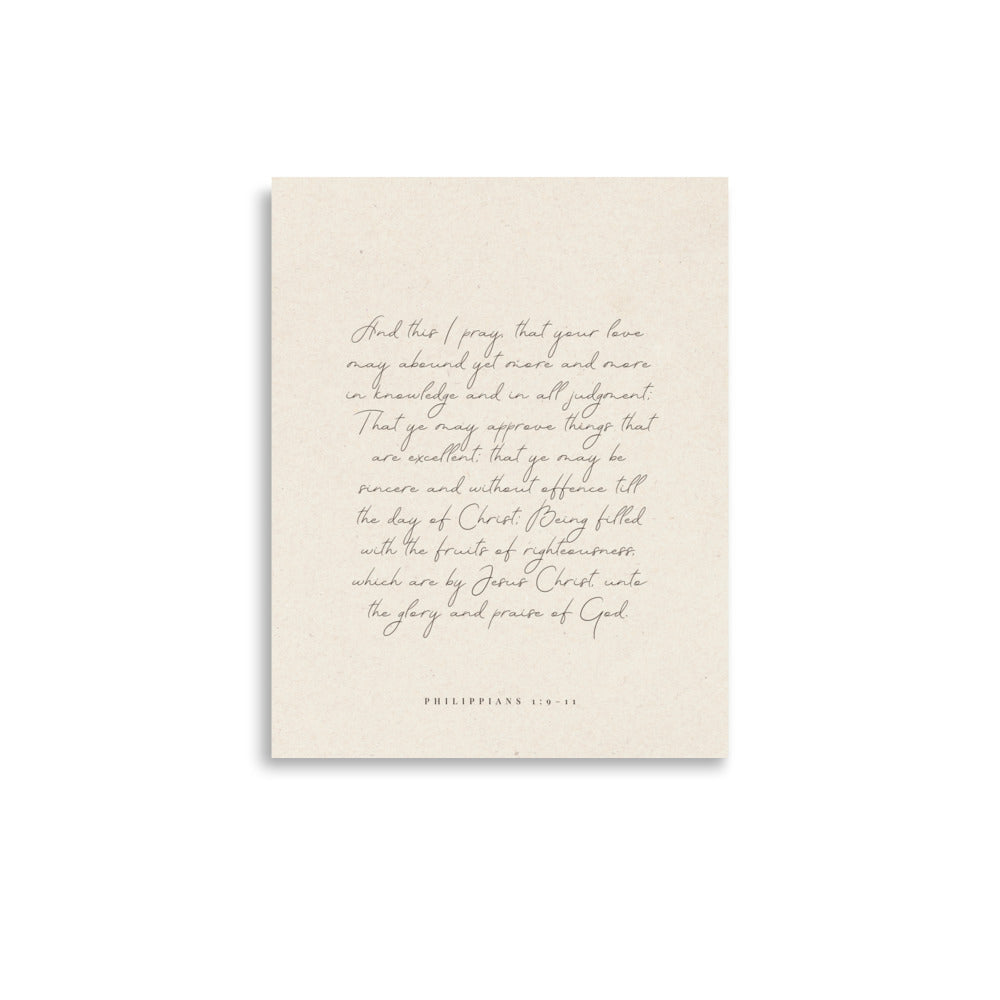 “Abound in Love” – Philippians 1:9–11 KJV Scripture Wall Art