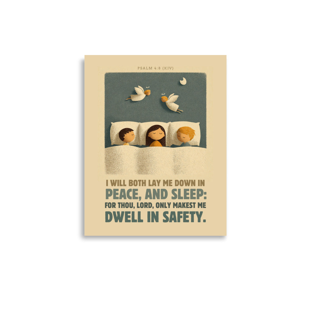 Psalm 4:8 Nursery Wall Art    Unframed Matte Paper / 8″×10″-Unframed Matte Paper / 11″×14″-Unframed Matte Paper / 12″×16″-Unframed Matte Paper / 12″×18″-Unframed Matte Paper / 16″×20″ 