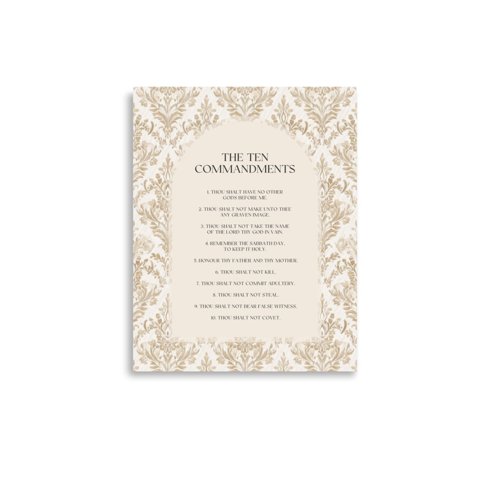 The Ten Commandments: Arch Design Print with Roman Numerals or List