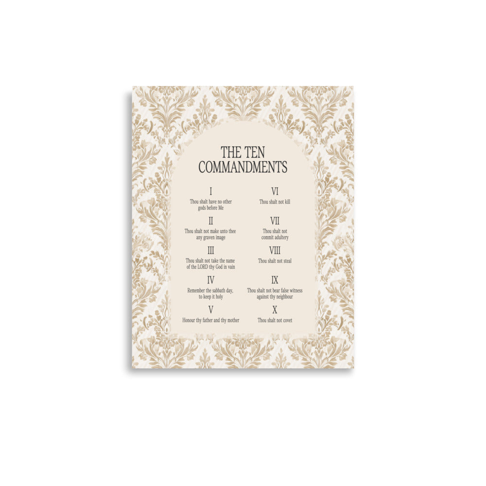 The Ten Commandments: Arch Design Print with Roman Numerals or List