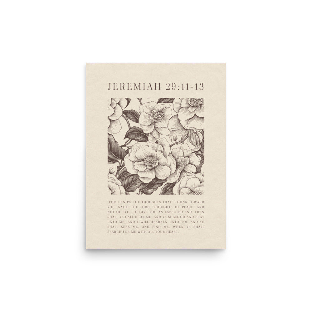 Jeremiah 29:11 - Floral On Beige  