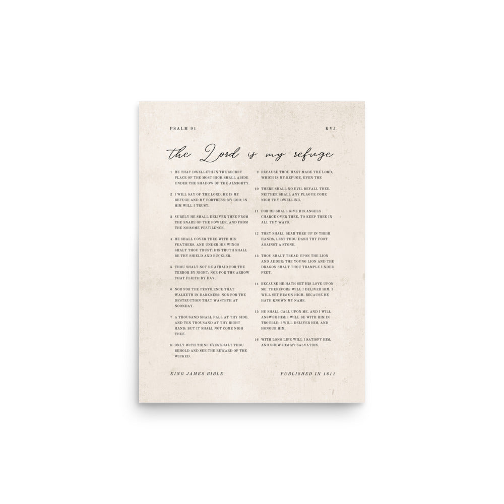 Psalm 91 KJV Entire Chapter On Beige  