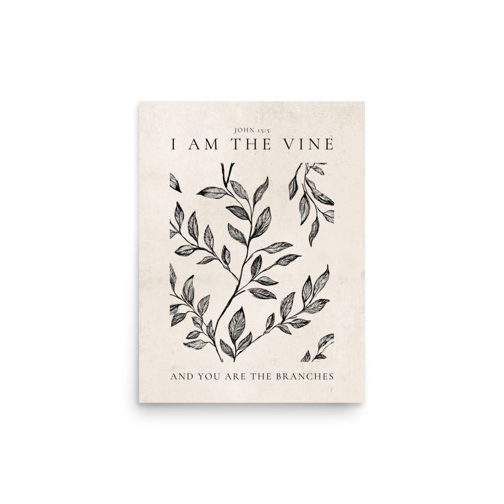 John 15:5 Vintage Floral On Beige Background  