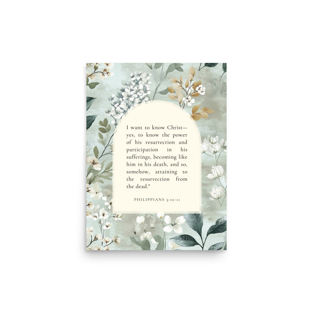 Philippians 3:10-11 –  Soft Floral Background 12x16