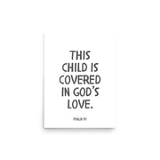 “This Child Is Covered in God’s Love” – Psalm 91 Framed Nursery Print