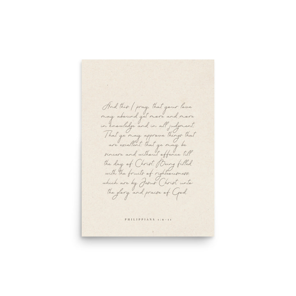“Abound in Love” – Philippians 1:9–11 KJV Scripture Wall Art