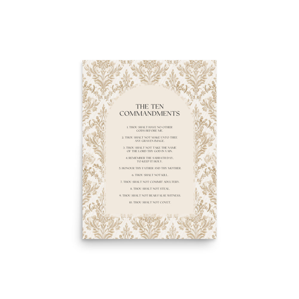 The Ten Commandments: Arch Design Print with Roman Numerals or List