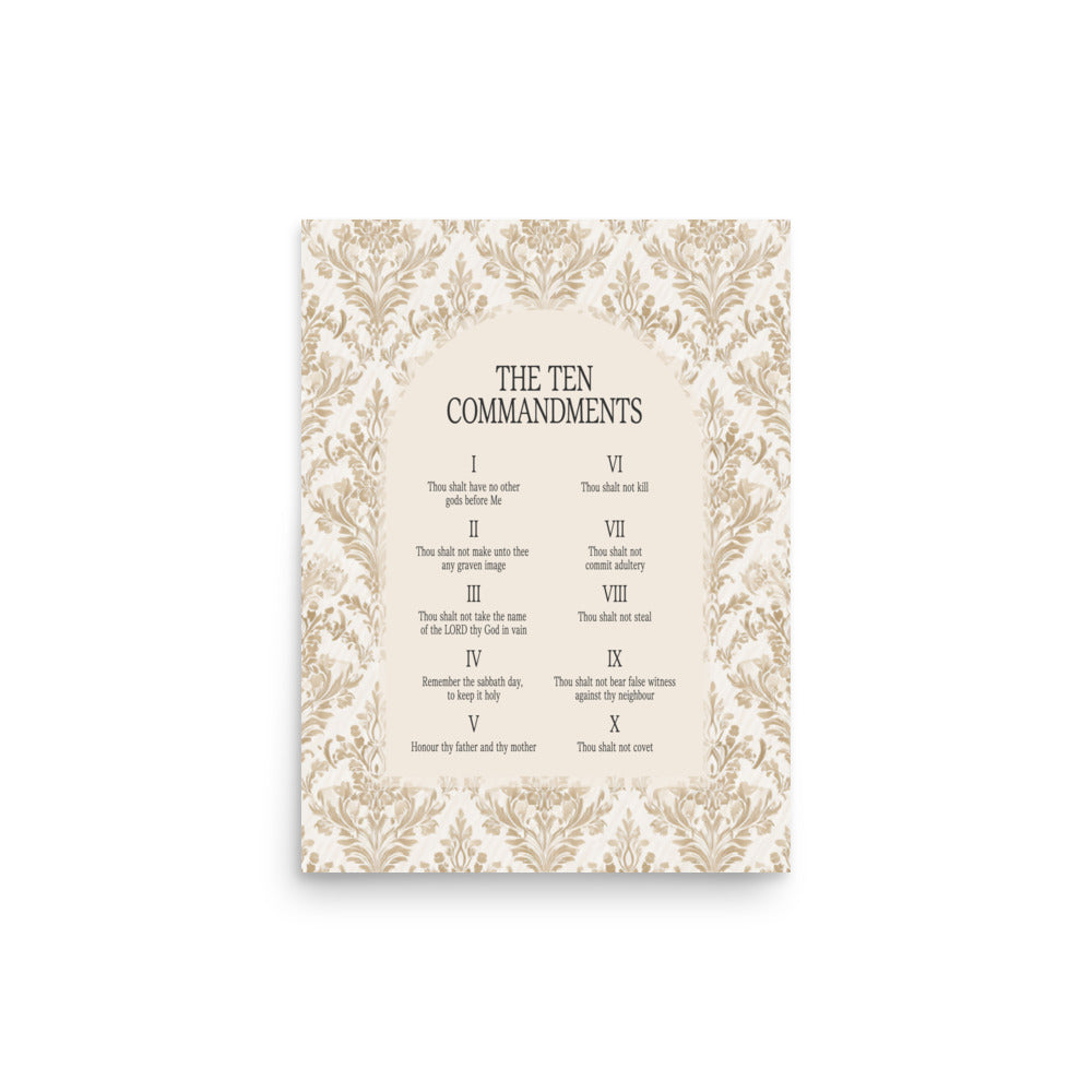 The Ten Commandments: Arch Design Print with Roman Numerals or List