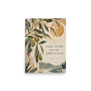 Taste and See Psalm 34:8 — Unframed Matte Paper / 12″×16″ portrait mockup