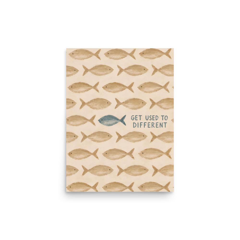 Get Used To Different Christian wall art — Unframed Matte Paper / 12″×16″ portrait mockup