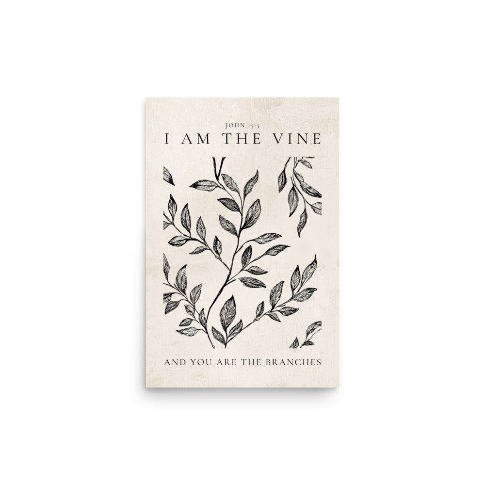 John 15:5 Vintage Floral On Beige Background  