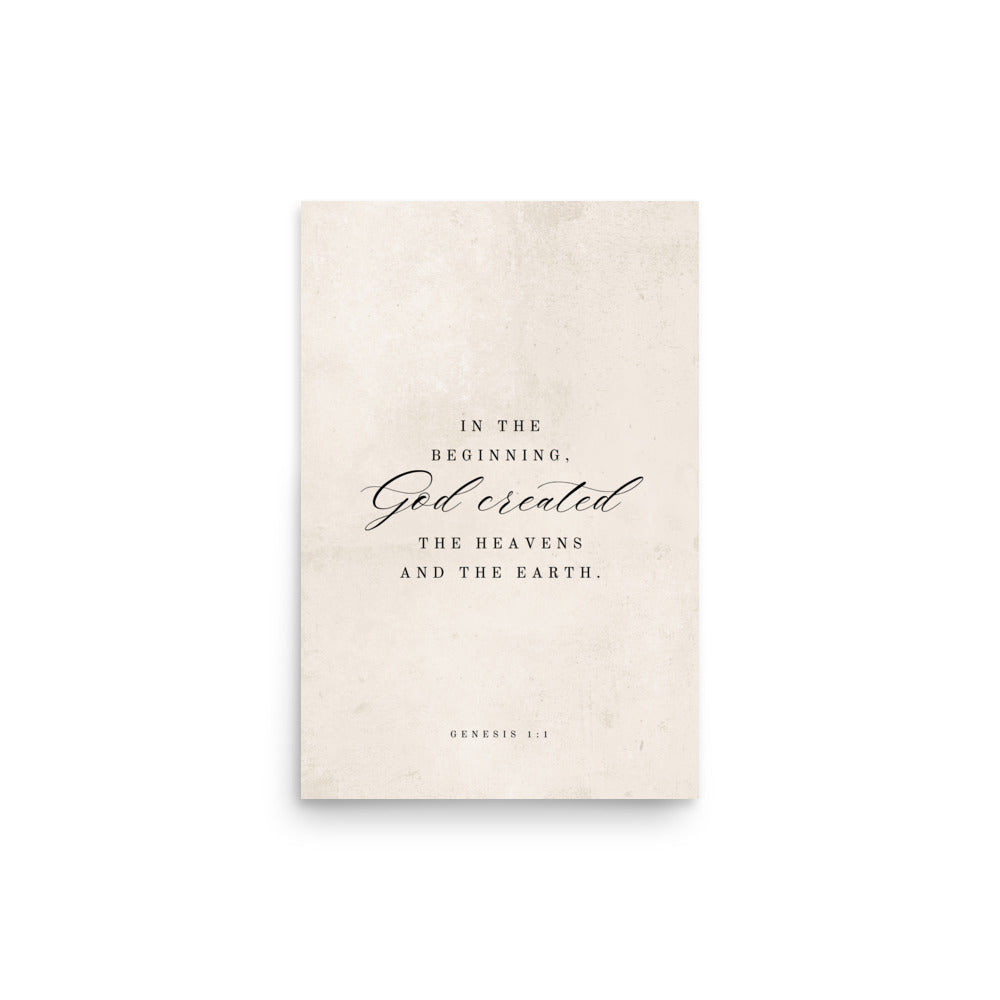 Genesis 1:1 White 12x18