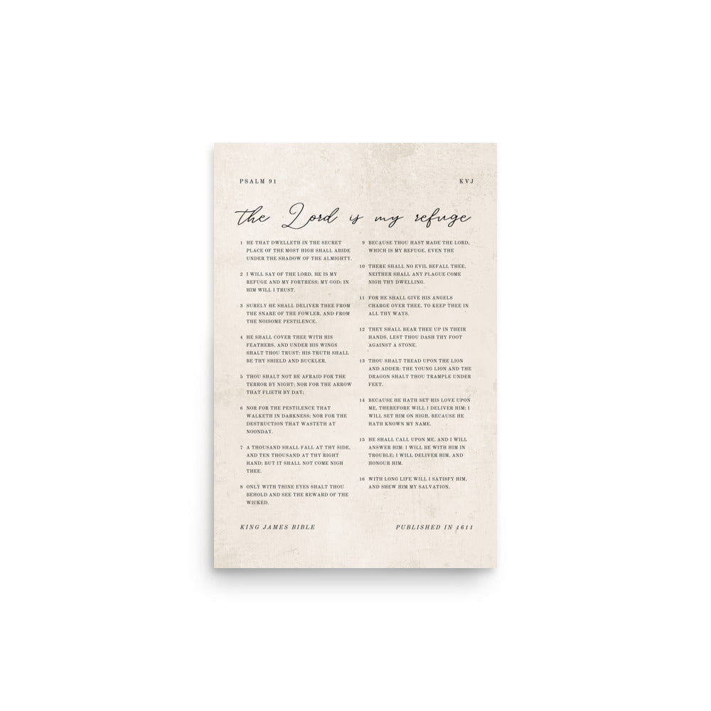 Psalm 91 KJV Entire Chapter On Beige  