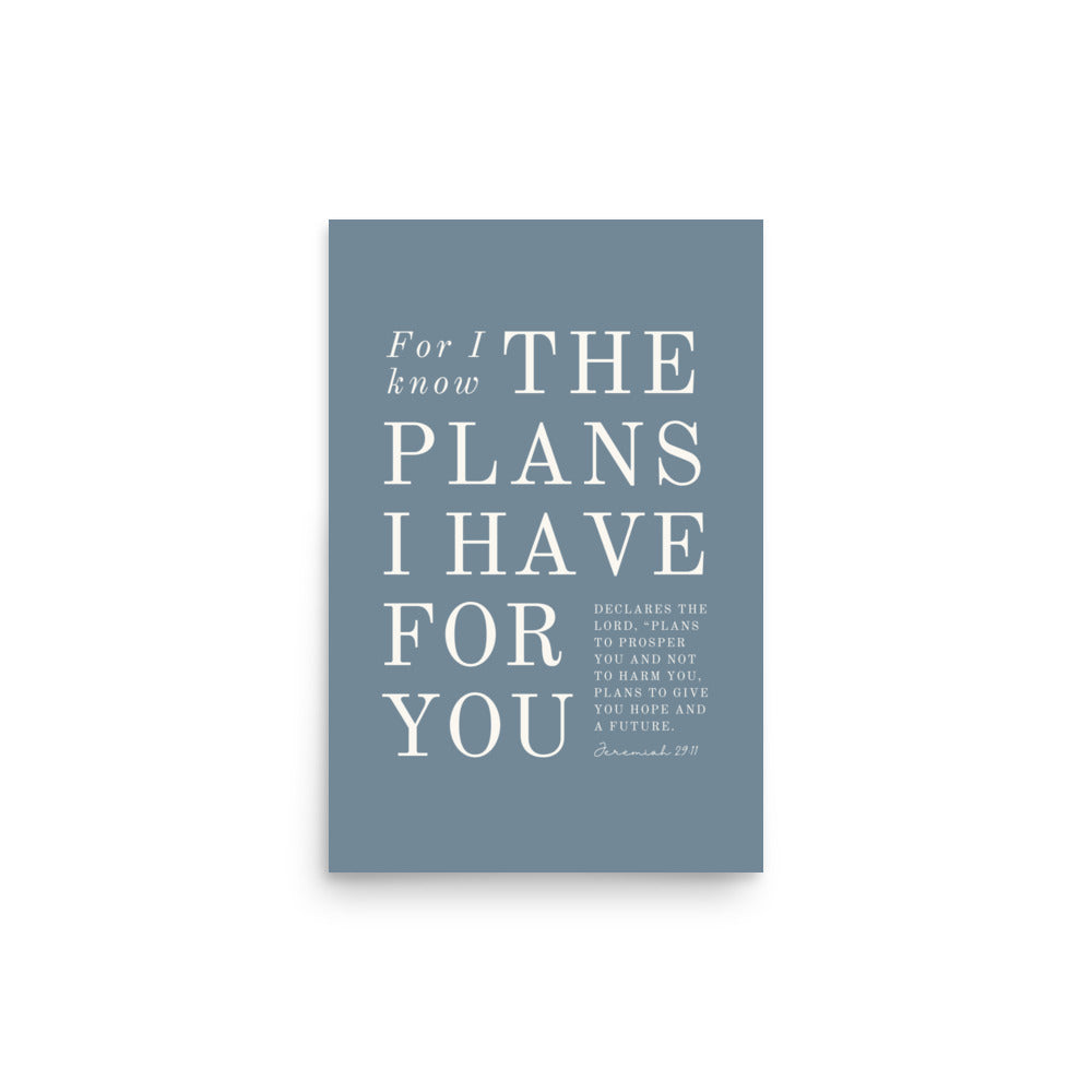 Jeremiah 29:11 Warm Blues Slate Gray 12x18