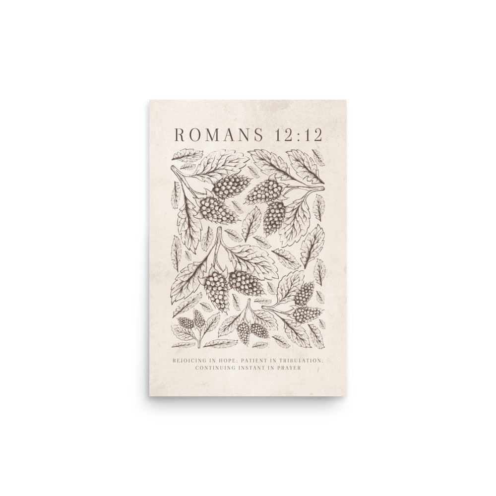 Romans 12:12 Floral On Beige  