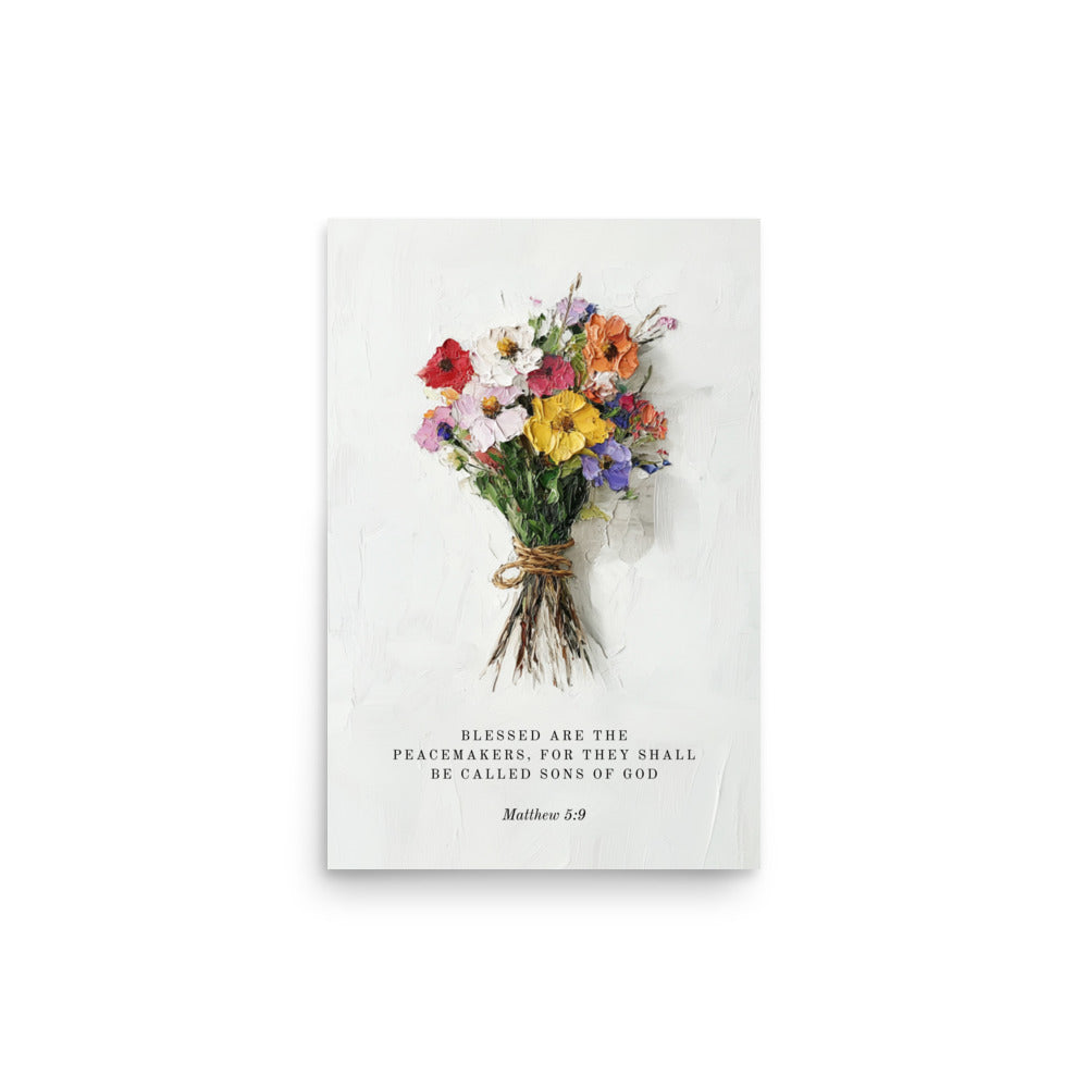 Matthew 5:9 With Flower Bouquet  