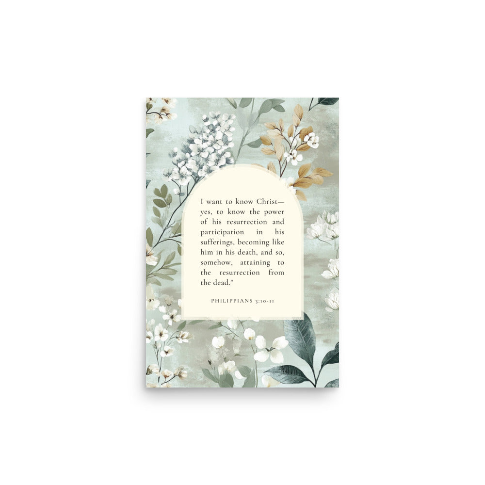 Philippians 3:10-11 –  Soft Floral Background 12x18