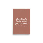 Psalm 136:1 Bible Verse on Red Background