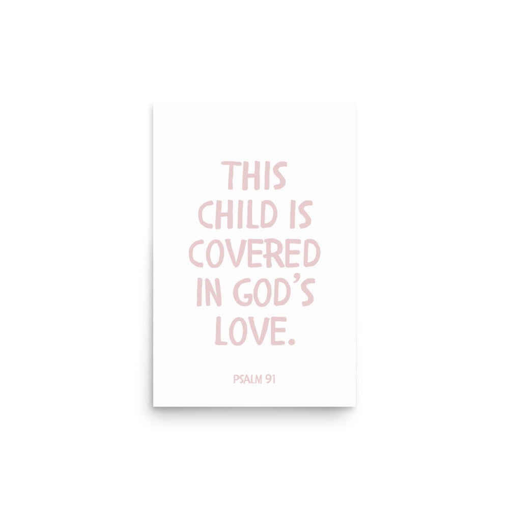 Psalm 91 Verse - A Soft Nursery Wall Art Print